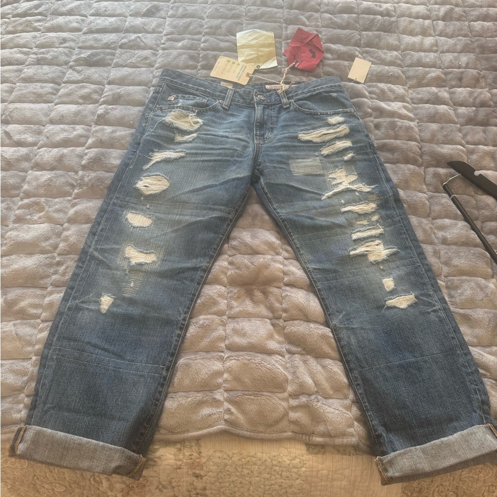 AG Adriano Goldschmied Distressed Blue Jeans